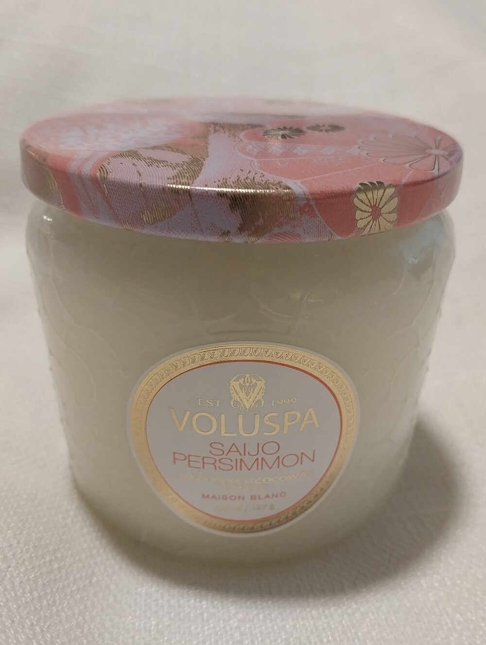 Voluspa Maison Collection Saijo Persimmon Small Lidded Glass Jar Candle